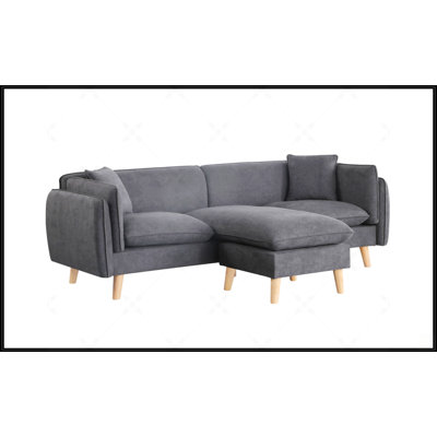 Canapé modulaire en tissu gris foncé de 86,5 pouces avec méridienne Brayden, réarrangeable et confortable pour les espaces de vie modernes