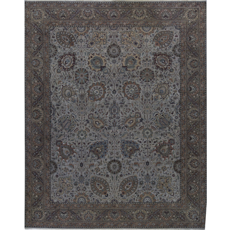 Tapis beige et brun noué à la main de haute qualité