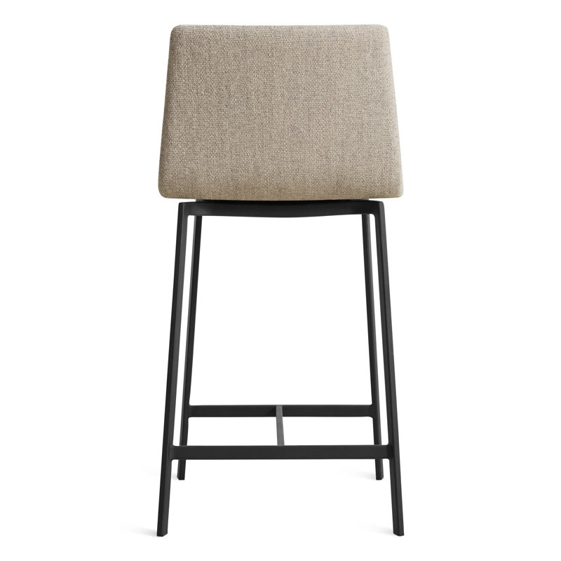 Between Us Upholstered Stool with Metal Frame, Tait Stone Textured Basketweave, Black, Counter Stool (26" Seat Height)