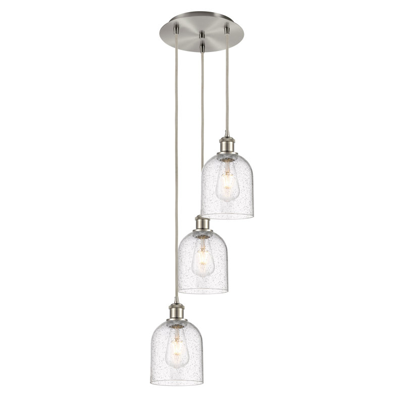 Luminaire suspendu grappe 3 lumières Odaniel, Bullé, Nickel satiné brossé