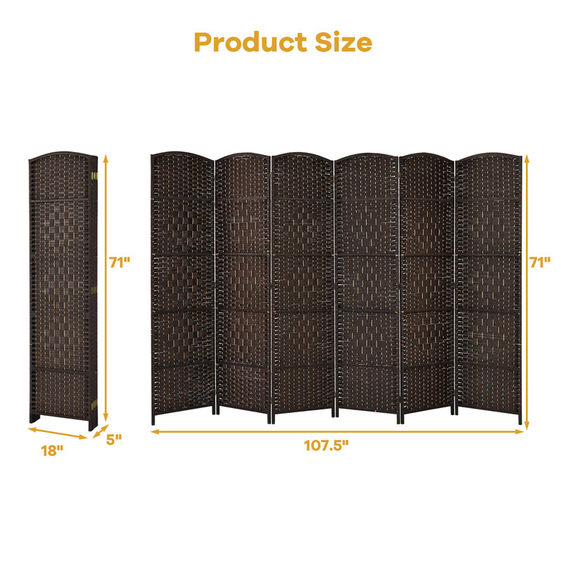 Cloison pliante 6 panneaux l 107,5 "x H 71", Marron