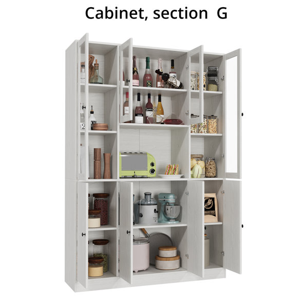 Latitude Run® 71'' Kitchen Pantry With Bookcases, Larger Kitchen Hutch ...