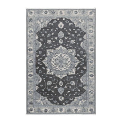 Machine Washable Tabriz Gray Area Rug