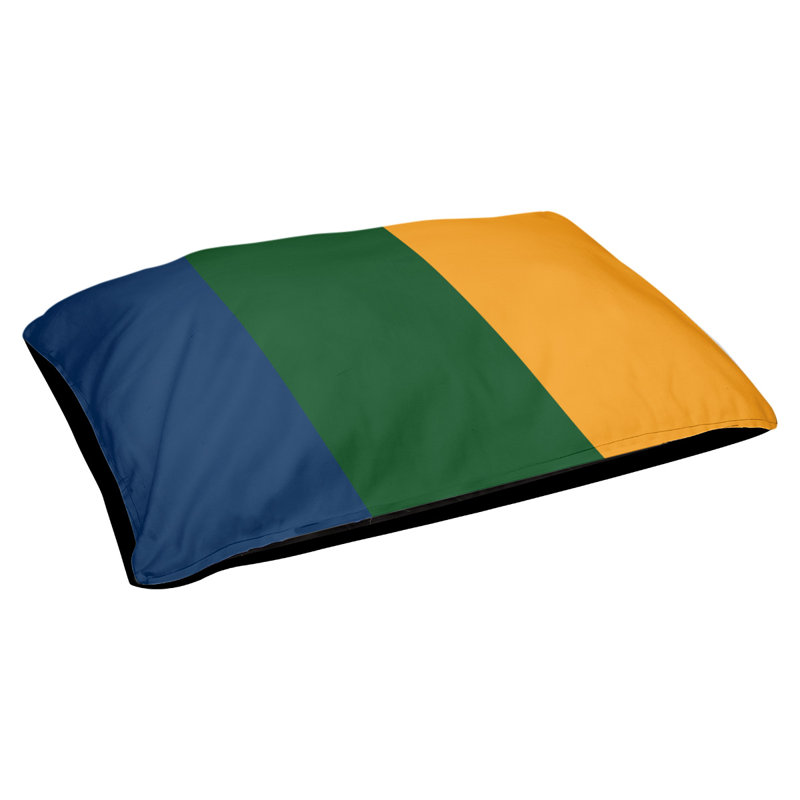 Coussin rectangulaire designer Oakland, Moyen (L 30 po x l 40 po), Bleu marine / vert / or