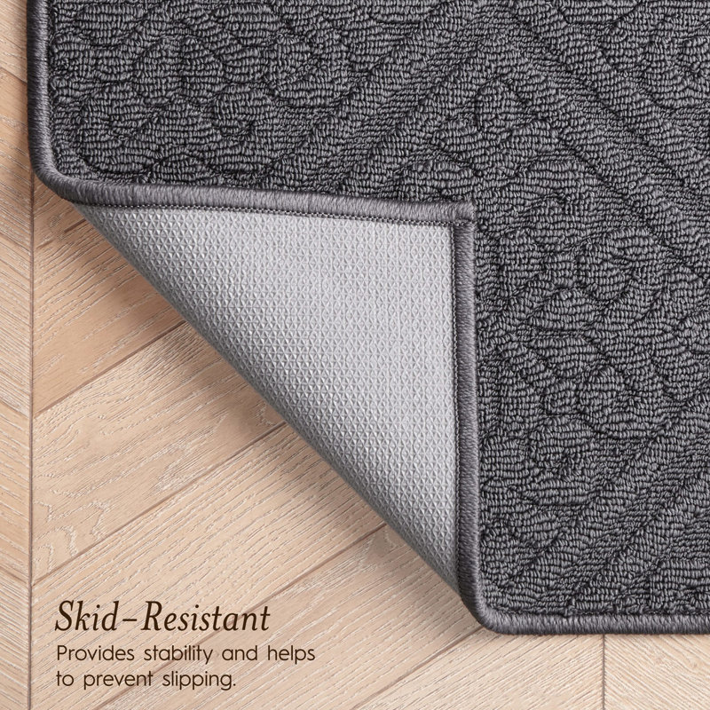 Austell Machine Woven Synthetic Area Rug in Dark Gray, Rectangle 2'2" x 3'9"/Runner 2'2" x 5'