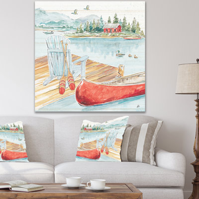 " Lake House Canoes III " Painting Print