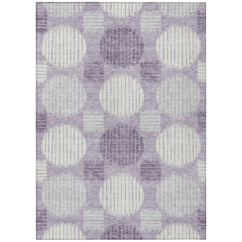 Tapis intérieur / extérieur lavable 8 pi x 10 pi mauve et ivoire