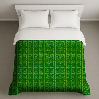 Housses de couette vertes à motif géométrique