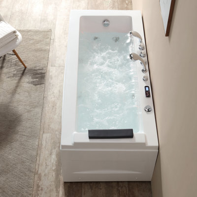 Modern 67 " L x 30.3 " W Alcove / Tile in Whirlpool Plastic / Acrylic Bathtub with Faucet