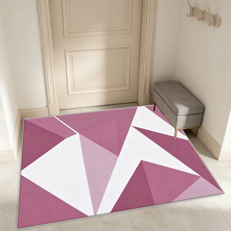 Pink Geometric carpet-easy to clean, machine-washable, soft and comfortable; suitable for door mats, kitchens, living rooms, bedrooms, corridors, and laundry areas. Easy to clean, durable carpet for home decoration.