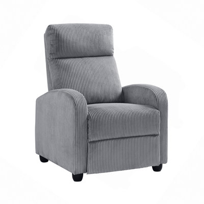 Push Back Recliner Chair Soft Corduroy Upholstery Comfort Solid Wood Living Room Furniture 1Pc