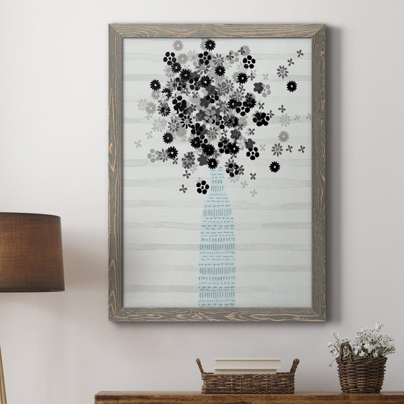 Bouquet de toiles encadrées noires et blanches de qualité supérieure - prêtes à être accrochées, Gris
