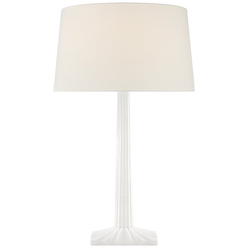 Chapman & Myers Strie Fluted Column Table Lamp, Fabric, Plaster White
