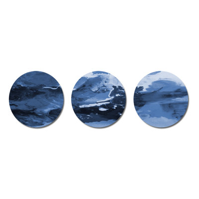 Nichtula liquide Art dans les tons de bleu foncé I - ensemble de décoration murale moderne en métal