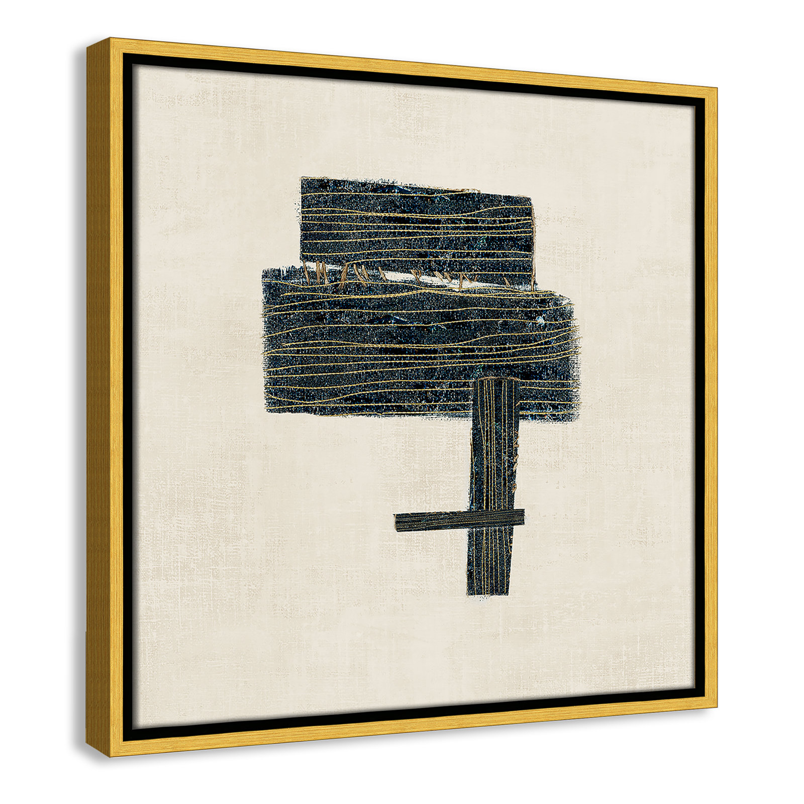 Copeland "Stitched I" Print, Gold, 17.5" H x 17.5" W