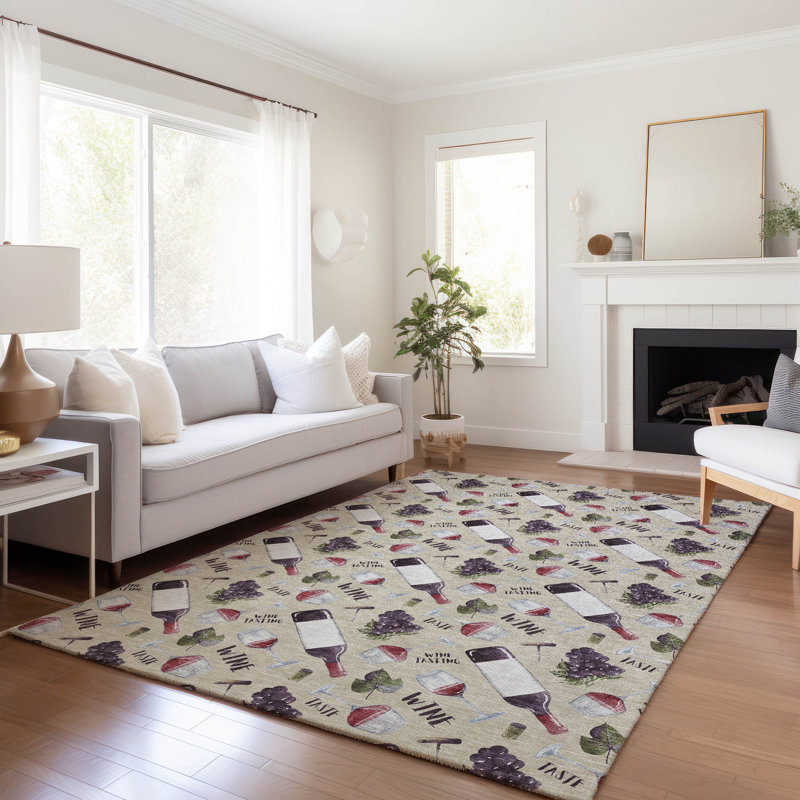 Tapis ivoire Cerrito AMF169 lavable à la machine de qualité supérieure, Rectangle de 10 pi x 14 pi