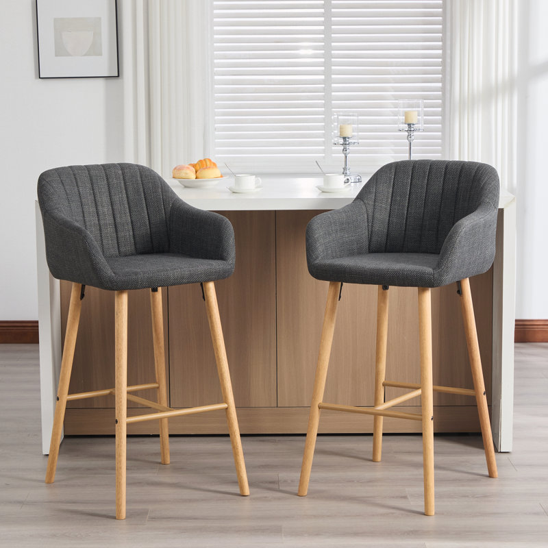Tabourets de bar rembourrés en tissu de lin, Black