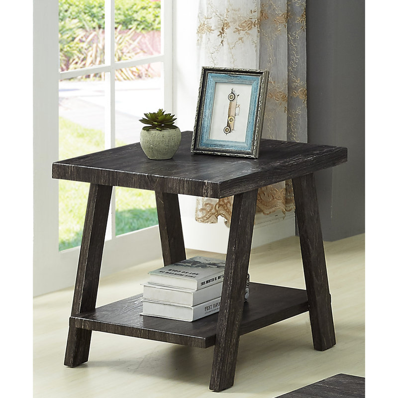 Table de bout en bois anthracite répliquée avec espace de rangement supplémentaire, Gris anthracite, Gris anthracite