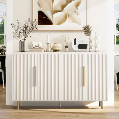 Fluted Buffet Accent Cabinet With Adjustable Shelves