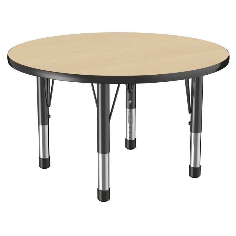 Table ronde à hauteur réglable, 36", Érable / noir, Épais