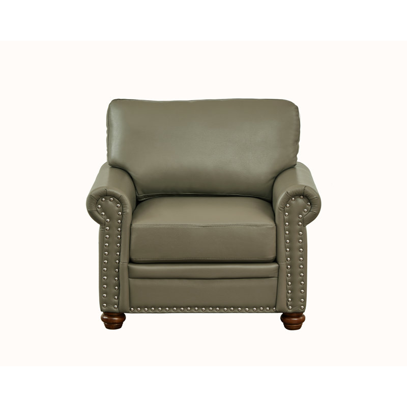 Deiontay Wide Single Sofa Chair with Wood Leg, Gray PU Leather
