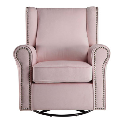 Tamaki Swivel Chair w/Glider, Pink Fabric