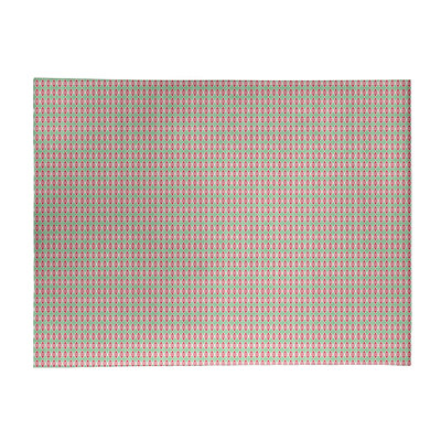 Tapis rouge/vert fait main géométrique