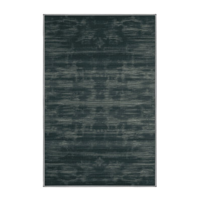Machine Washable Abstract Green Area Rug