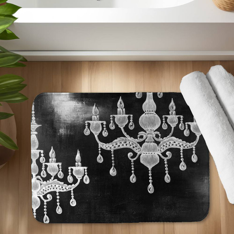 White chandeliers Bath Mat with Non-Slip Backing - Quick Dry Memory Foam Bathroom Rug - Absorbent - Modern Plush Spa-Style - Machine Washable
