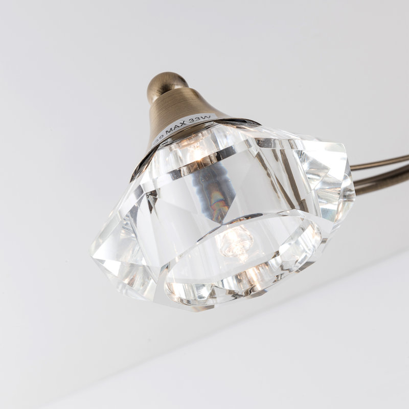 Rivale Glass Semi Flush Mount, Antique Brass
