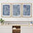 Geometric Line Navy Blue Stripe Abstract Boho Mid-Century Modern Frame Canvas 3 Piece Print Wall Art-94434520-94434522