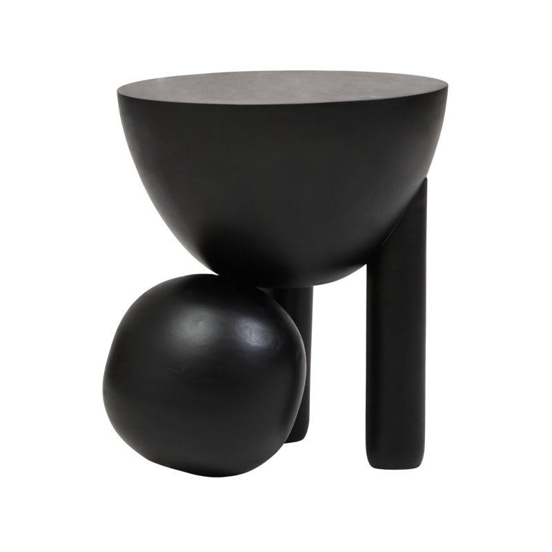 Demel Solid Wood End Table, Black