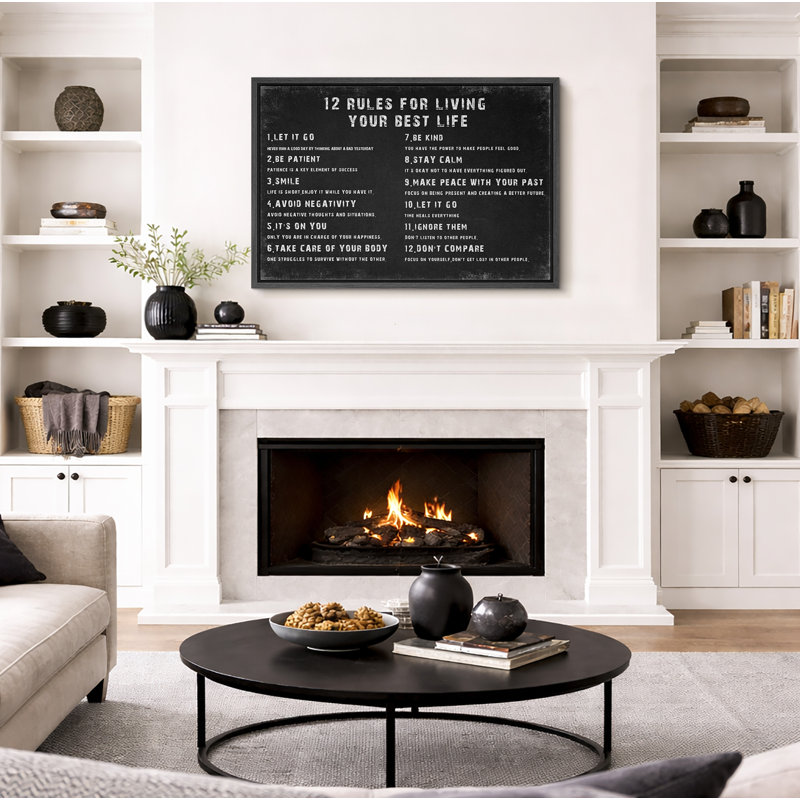 12 Rules For Living Your Best Life Artwork, Inspirational Guide Modern Motivational Wall Pictures, Large Framed Canvas Giclee Print Wall Art