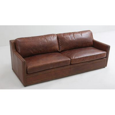 Canapé à accoudoirs carrés en cuir véritable 79 po Tingley