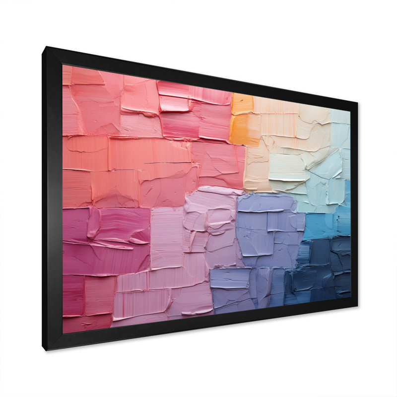 Patchwork abstrait III - impression, Cadre simple noir, H 16 po x l 32 po x P 1 po