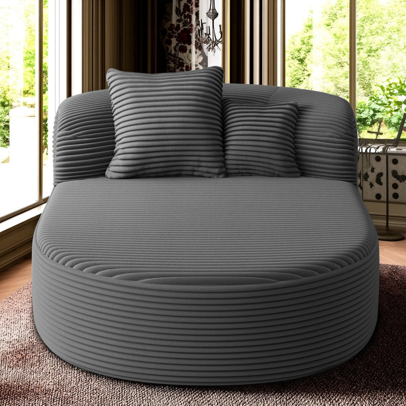Canapé-lit moderne sans os 51,6 po avec deux coussins de soutien, Grey