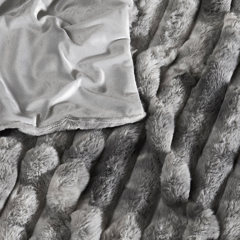 Jeté en fausse fourrure Frye Haze Channel, Grey