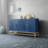 Trexm Navy Blue Sideboard (buffet) With Storage Space And Adjustable Shelves, With Rectangular Metal Handles And Metal Legs, Suitable For Kitchens, Living Rooms And Dining Rooms