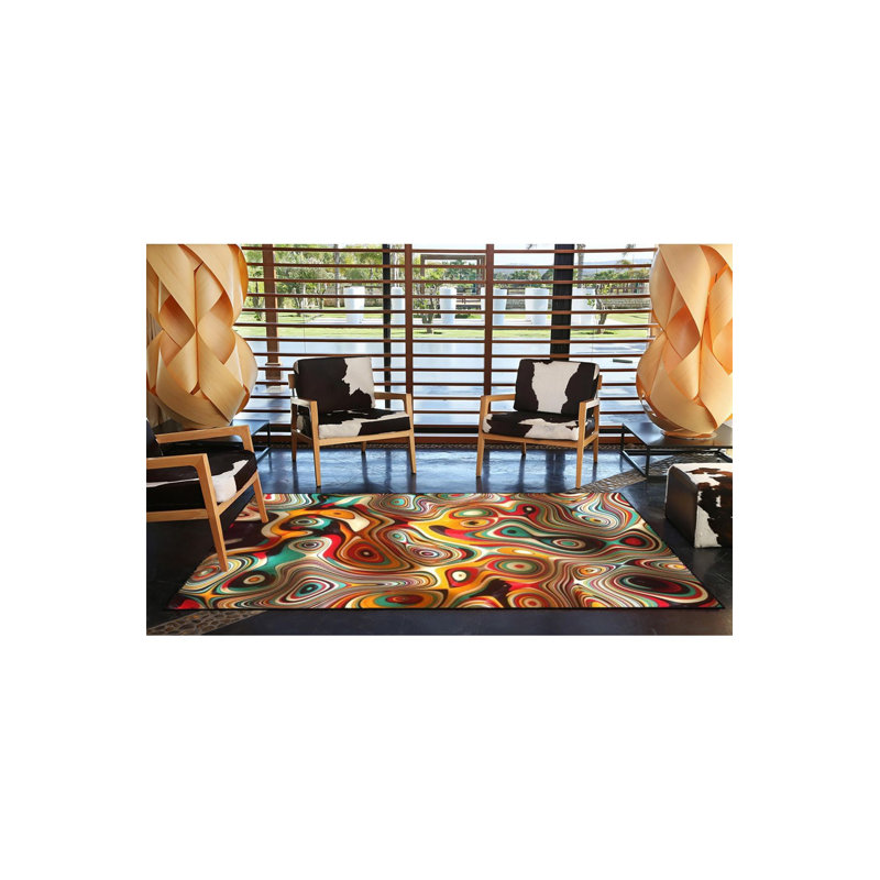 Colorful Evil Eye Patterned Decorative Machine Washable Rug, Rectangle 2'6" x 4'11" Rug Pad Included