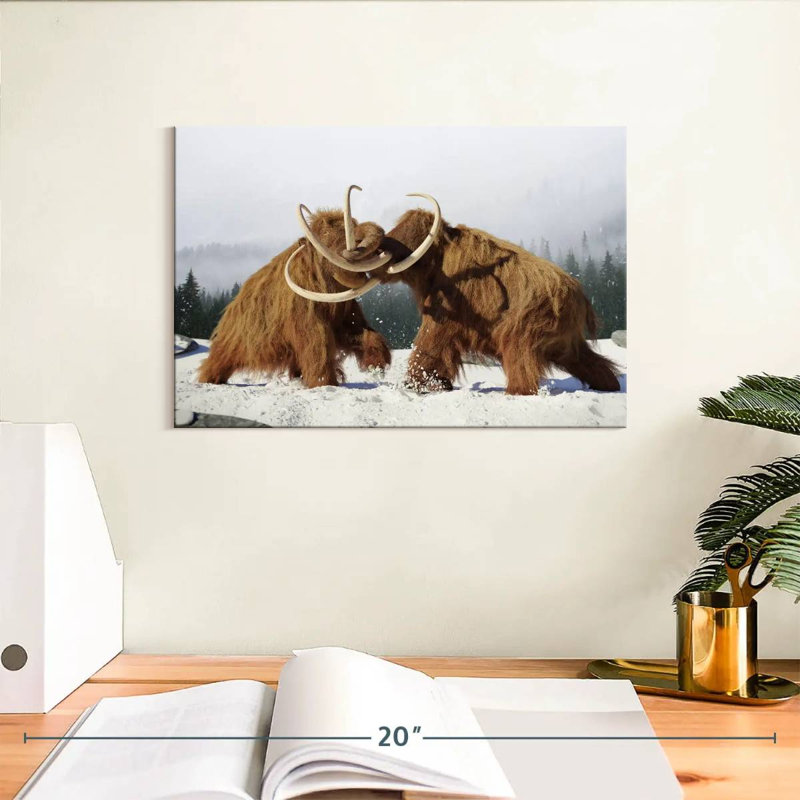 Brampt Fighting Woolly Mammoths, H 8 po x l 12 po