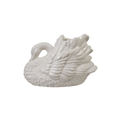 Artisan Stoneware Swan Vase
