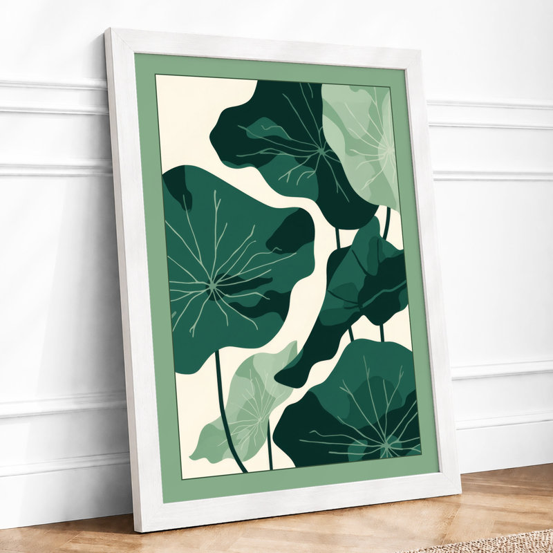 Verdant Leaves Botanical - Framed Print, A1 - 84.1 x 59.4 cm, White