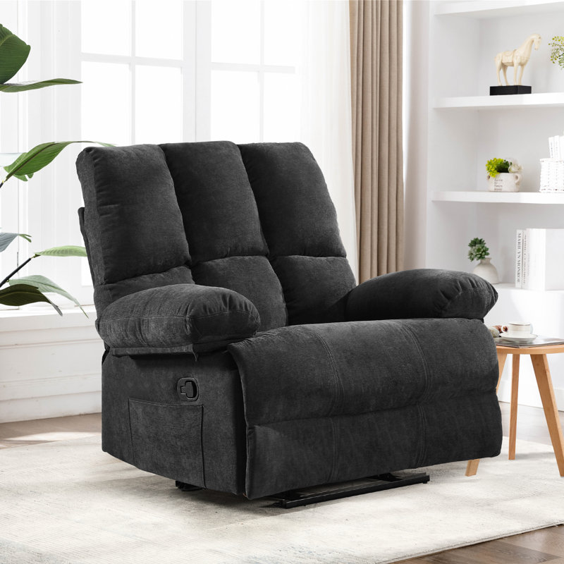 Acotas Oversized Chenille Standard Recliner Chair, Gray