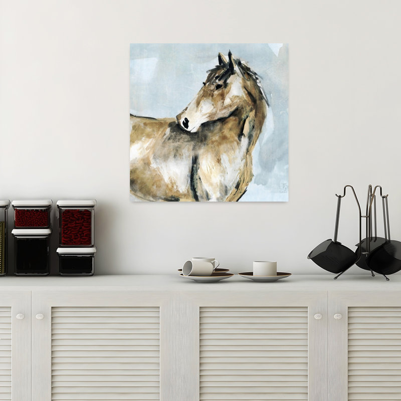 «Graceful Stature Abstract Contemporary Peaceful Horse Nature Portrait», art mural, H 18 po x l 18 po