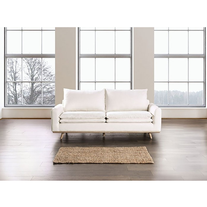 Dallyn Sofa, Linen White Cotton Linen Blend, Oak