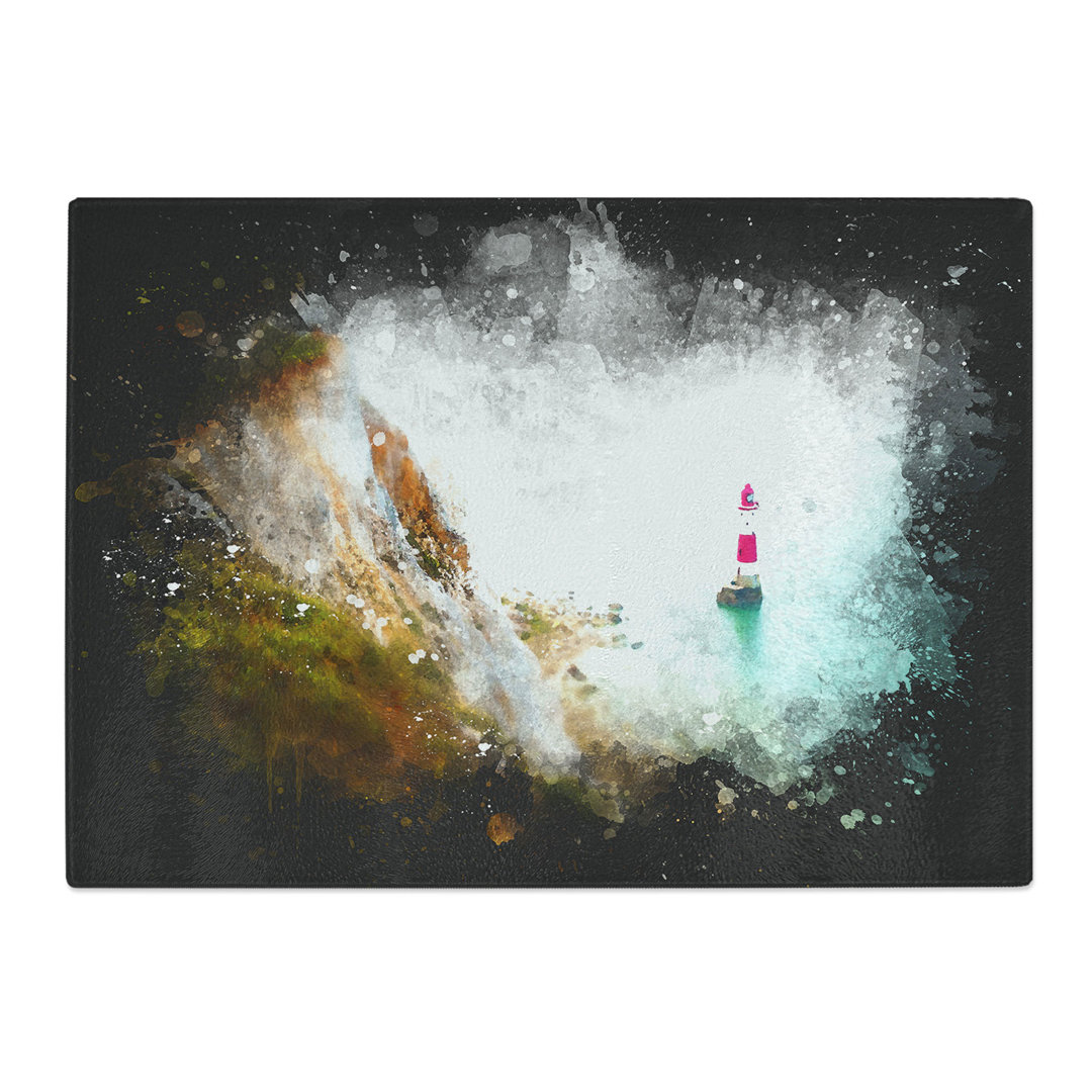 Tempered Glass Lighthouse by the Coast Chopping Board