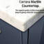 Meuble-lavabo bleu marine 30 po L x 22 po P, dessus en marbre, miroir à DEL - Fermeture douce, résistant aux égratignures et aux taches, grand espace de rangement.