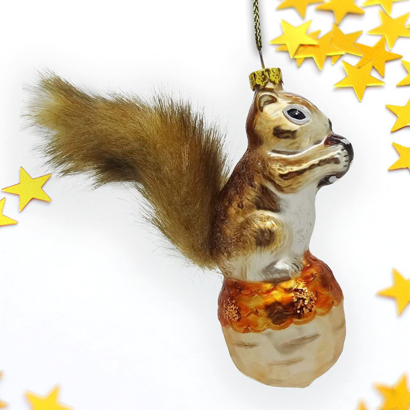 Ornement de Noël en verre Jasya Squirrel