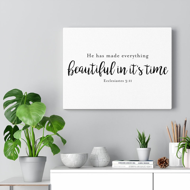 «Beautiful In It's Time Ecclesiaste», art mural chrétien, verset de la Bible, H 12 po x l 16 po