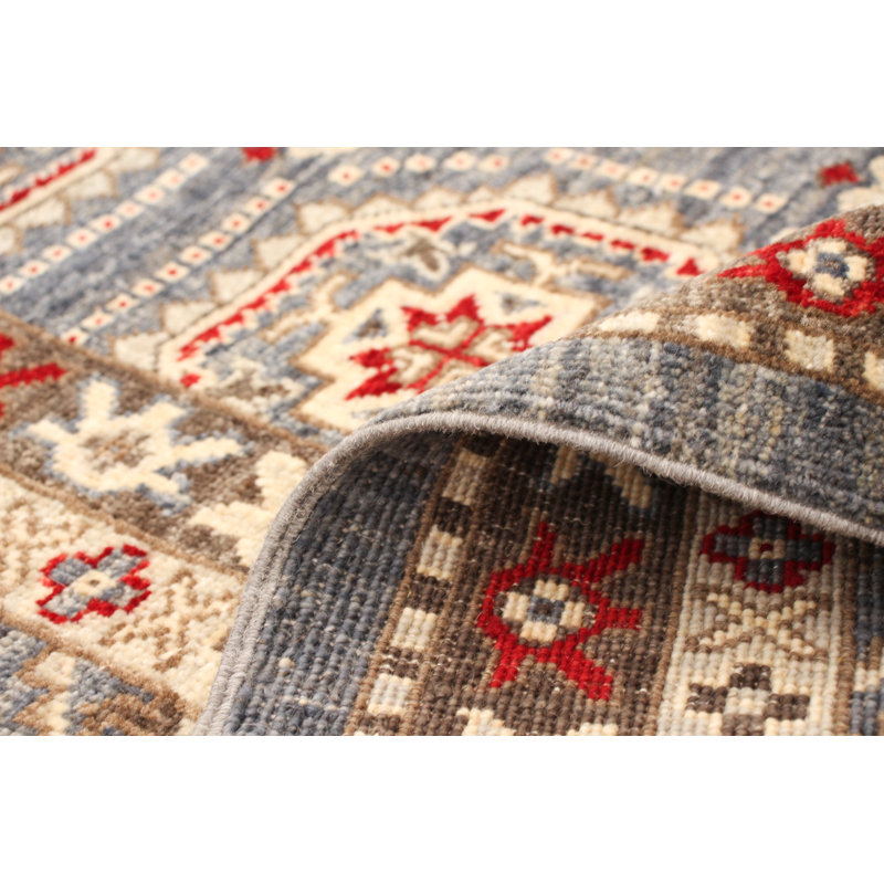 Tapis de la surface en laine bleu denim 8 pi 1 po x 9 pi 9 po à la main one-of-kind-noué la 2010 Yaak
